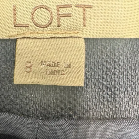 Loft Navy White Embroidered Lined Mini Skirt Classic Chic Size 8 - Picture 7 of 8